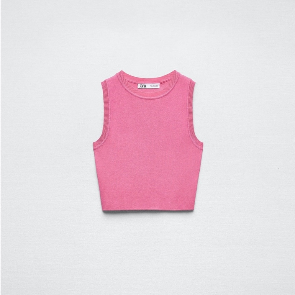 Zara Pink Knit Cropped Tank
